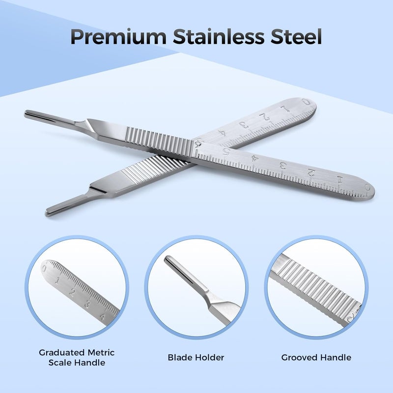 JMU 2 Pcs Scalpel Handle No 3, Stainless Steel Dermaplane Handle for Blades No. 10 10R 11 12 13 14 15 15A and 15C - Image 2